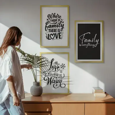 Wanddecoratie set schilderijen met de tekst familie liefde warmte thuis