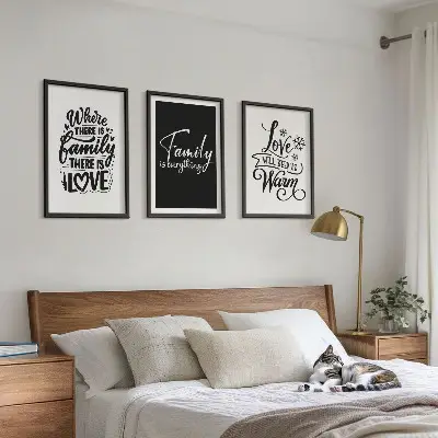 Wanddecoratie set schilderijen met de tekst familie liefde warmte thuis