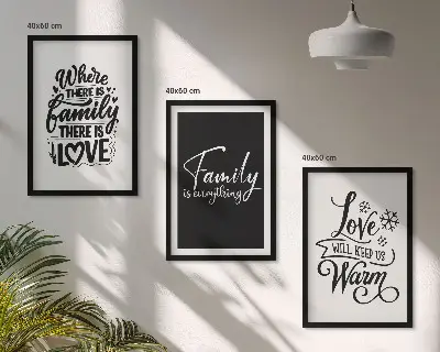 Wanddecoratie set schilderijen met de tekst familie liefde warmte thuis