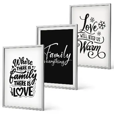 Wanddecoratie set schilderijen met de tekst familie liefde warmte thuis