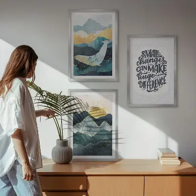 Fotowand met abstracte bergen als inspiratie