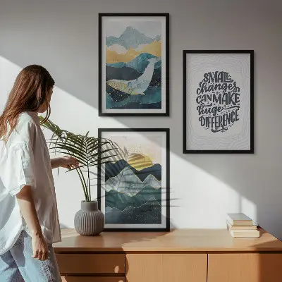Fotowand met abstracte bergen als inspiratie