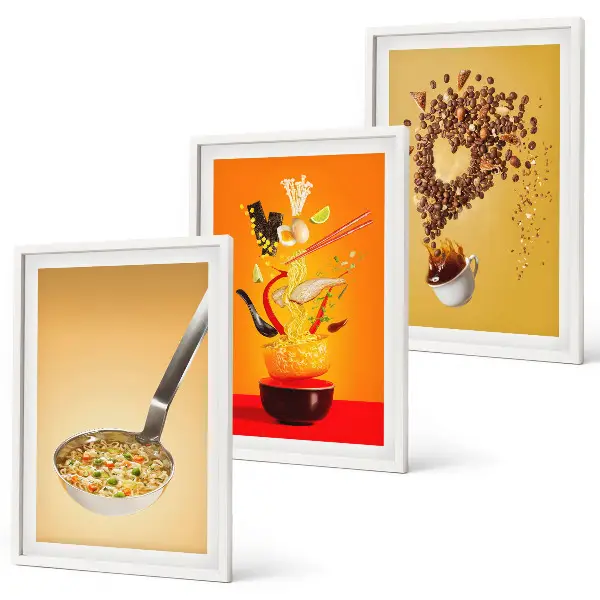 Wanddecoratieset met voedselthema schilderijen voor in de keuken