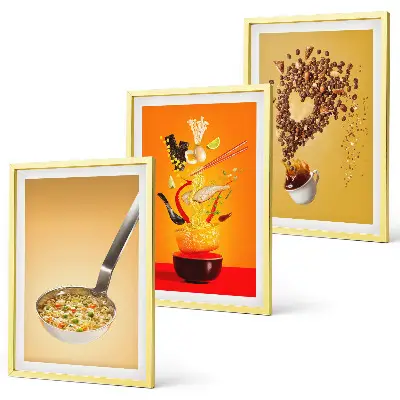 Wanddecoratieset met voedselthema schilderijen voor in de keuken