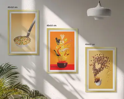Wanddecoratieset met voedselthema schilderijen voor in de keuken