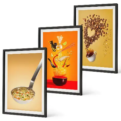 Wanddecoratieset met voedselthema schilderijen voor in de keuken