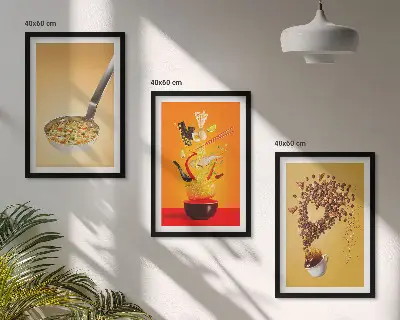 Wanddecoratieset met voedselthema schilderijen voor in de keuken
