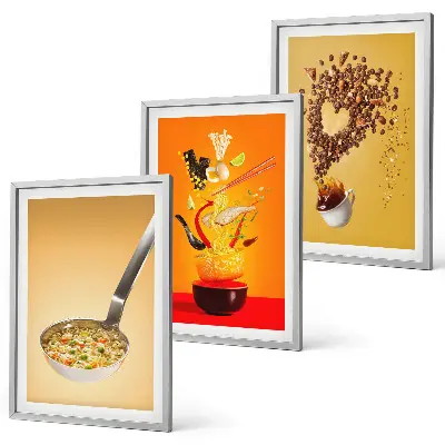 Wanddecoratieset met voedselthema schilderijen voor in de keuken