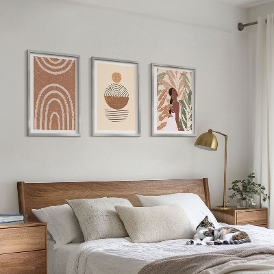 Wanddecoratie set schilderijen Stylowe roślinne wzory i geometria