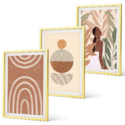 Wanddecoratie set schilderijen Stylowe roślinne wzory i geometria