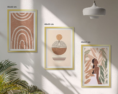 Wanddecoratie set schilderijen Stylowe roślinne wzory i geometria