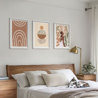 Wanddecoratie set schilderijen Stylowe roślinne wzory i geometria