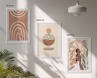 Wanddecoratie set schilderijen Stylowe roślinne wzory i geometria