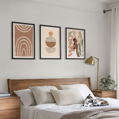 Wanddecoratie set schilderijen Stylowe roślinne wzory i geometria