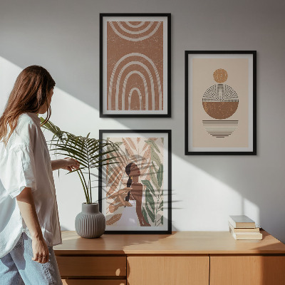 Wanddecoratie set schilderijen Stylowe roślinne wzory i geometria
