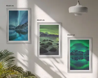Fotowand winterlandschap met het noorderlicht in de bergen