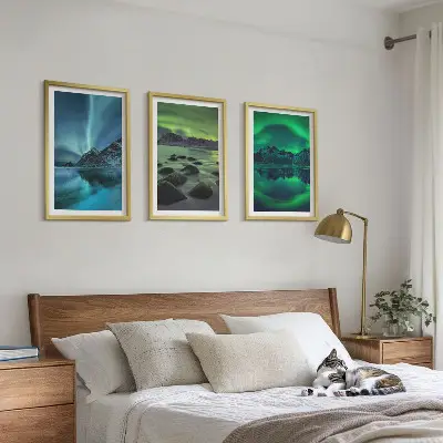 Fotowand winterlandschap met het noorderlicht in de bergen