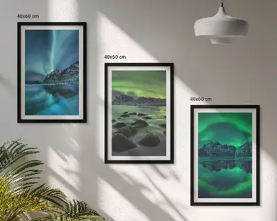 Fotowand winterlandschap met het noorderlicht in de bergen