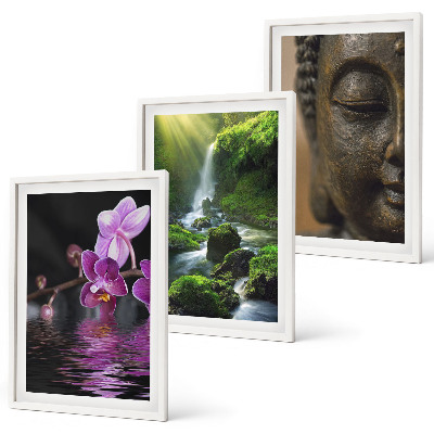 Wanddecoratie set schilderijen Kwiaty wodospad Budda skały Zen