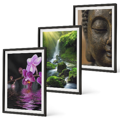 Wanddecoratie set schilderijen Kwiaty wodospad Budda skały Zen