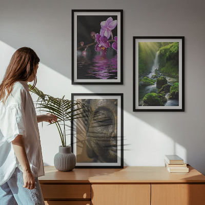 Wanddecoratie set schilderijen Kwiaty wodospad Budda skały Zen
