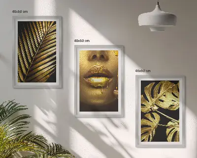 Fotowand met palma, monstera en uitsnede van een vrouw