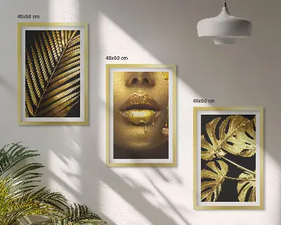 Fotowand met palma, monstera en uitsnede van een vrouw
