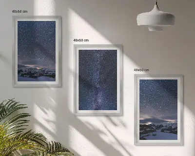 Fotowand met nachtelijke sterrenhemel boven de bergen