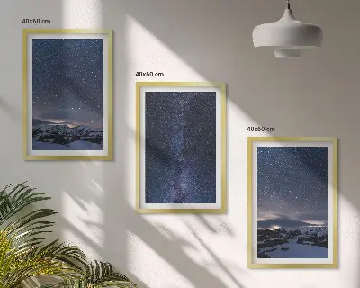 Fotowand met nachtelijke sterrenhemel boven de bergen