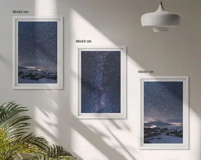 Fotowand met nachtelijke sterrenhemel boven de bergen