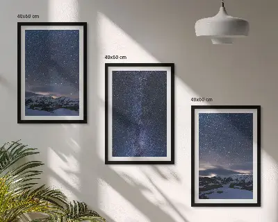 Fotowand met nachtelijke sterrenhemel boven de bergen