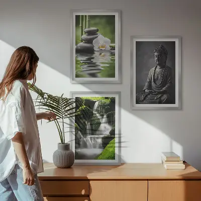 Wanddecoratie set schilderijen met ontspannende ZEN waterafbeeldingen