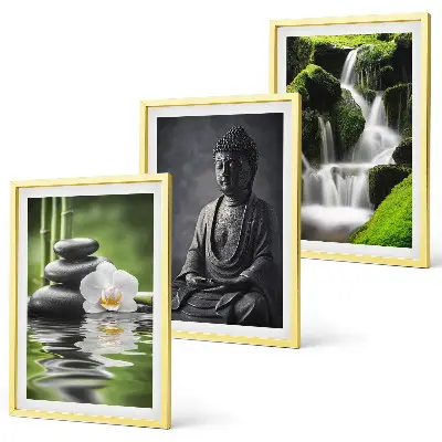 Wanddecoratie set schilderijen met ontspannende ZEN waterafbeeldingen