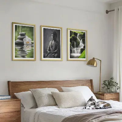 Wanddecoratie set schilderijen met ontspannende ZEN waterafbeeldingen
