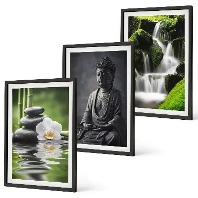 Wanddecoratie set schilderijen met ontspannende ZEN waterafbeeldingen