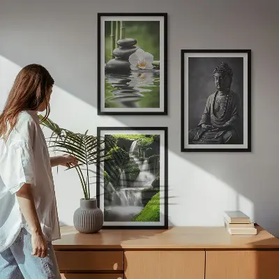 Wanddecoratie set schilderijen met ontspannende ZEN waterafbeeldingen