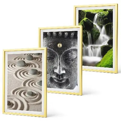 Fotowand met zen-boeddha en waterval bij stenen
