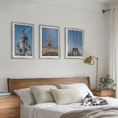 Wanddecoratieset met wereldsteden schilderijen van stadsgezichten