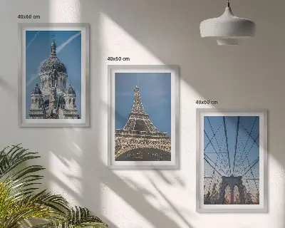 Wanddecoratieset met wereldsteden schilderijen van stadsgezichten
