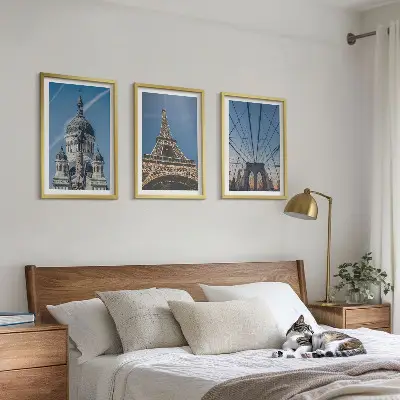 Wanddecoratieset met wereldsteden schilderijen van stadsgezichten
