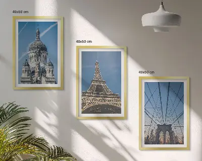 Wanddecoratieset met wereldsteden schilderijen van stadsgezichten