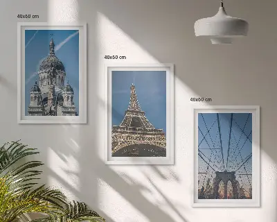 Wanddecoratieset met wereldsteden schilderijen van stadsgezichten