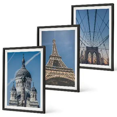 Wanddecoratieset met wereldsteden schilderijen van stadsgezichten