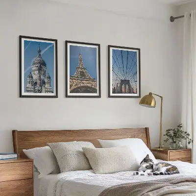 Wanddecoratieset met wereldsteden schilderijen van stadsgezichten