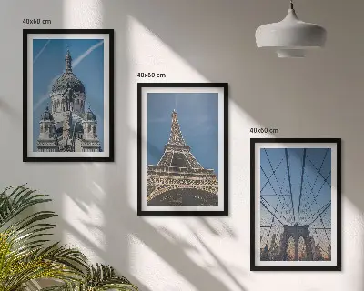Wanddecoratieset met wereldsteden schilderijen van stadsgezichten