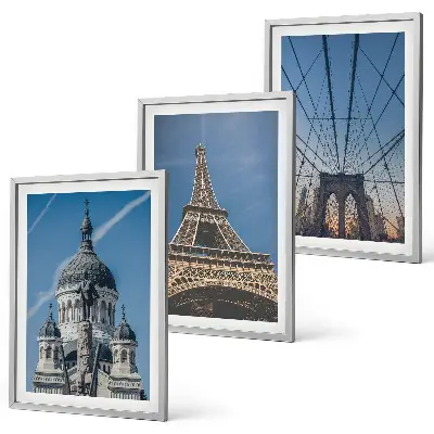 Wanddecoratieset met wereldsteden schilderijen van stadsgezichten