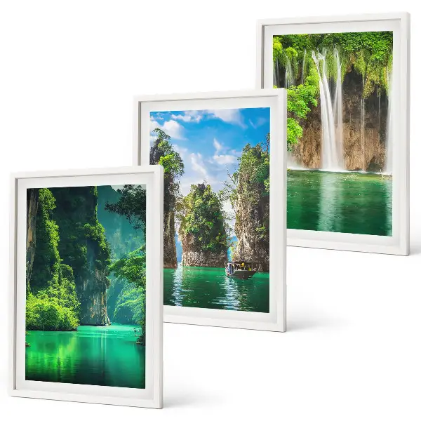Wanddecoratieset schilderijen groene landschappen met watervallen