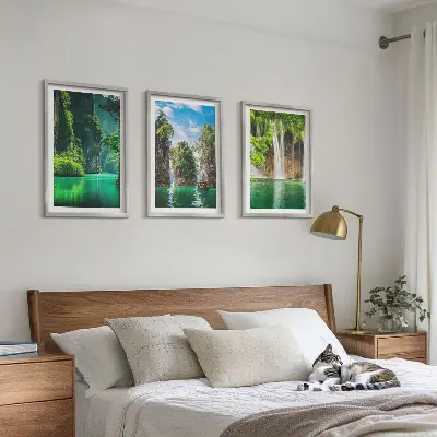 Wanddecoratieset schilderijen groene landschappen met watervallen
