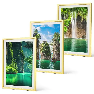 Wanddecoratieset schilderijen groene landschappen met watervallen