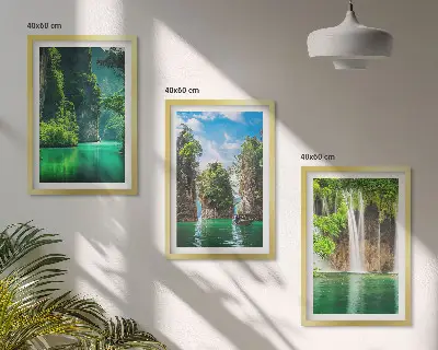 Wanddecoratieset schilderijen groene landschappen met watervallen